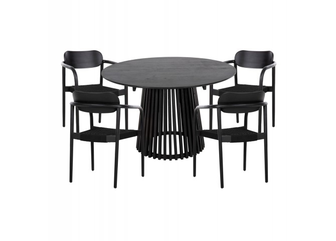 ΣΕΤ ΤΡΑΠΕΖΑΡΙΑΣ 5ΤΜΧ OSLO HM21075.01 ΣΤΡΟΓΓΥΛΟ ΤΡΑΠΕΖΙ Φ120εκ. & 4 ΚΑΡΕΚΛΕΣ-ΜΑΥΡΟ