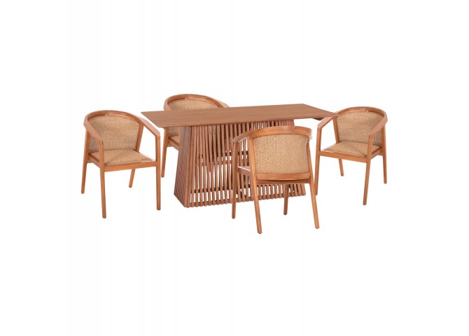 ΣΕΤ ΤΡΑΠΕΖΑΡΙΑΣ 5ΤΜΧ RENLY HM21078.02 ΟΡΘΟΓΩΝΙΟ ΤΡΑΠΕΖΙ & 4 ΚΑΡΕΚΛΕΣ