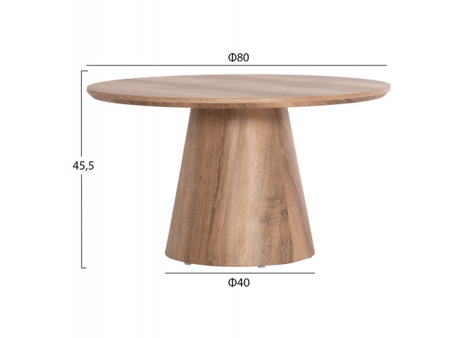 ΤΡΑΠΕΖΙ ΣΑΛΟΝΙΟΥ KARAN HM18028 MDF ΣΕ ΦΥΣΙΚΟ ΧΡΩΜΑ ΞΥΛΟΥ Φ80x45,5Υεκ.