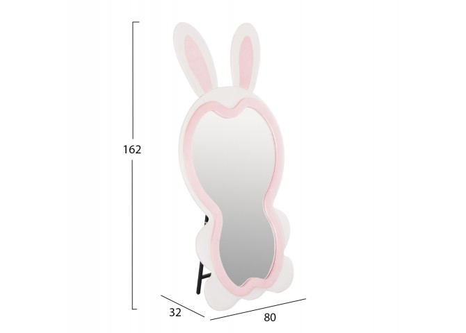 ΠΑΙΔΙΚΟΣ ΚΑΘΡΕΦΤΗΣ ΔΑΠΕΔΟΥ BUNNY HM4489.01 MDF ΡΟΖ & ΛΕΥΚΟ-ΜΑΥΡΟ STAND 80x162Υεκ.