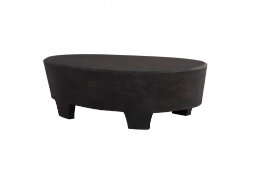 ΤΡΑΠΕΖΙ ΣΑΛΟΝΙΟΥ ΟΒΑΛ ΣΕΙΡΑ SANTORINI HM18066 MDF ΣΕ ΜΑΥΡΟ ΧΡΩΜΑ 100x60x33Υεκ.