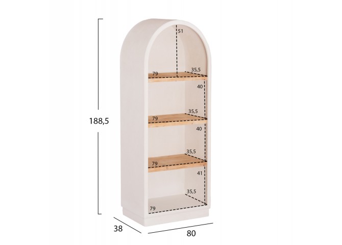 ΡΑΦΙΕΡΑ ΣΕΙΡΑ SANTORINI HM18044 MDF ΥΠΟΛΕΥΚΟ-ΡΑΦΙΑ ΞΥΛΟ ΕΛΑΤΟΥ ΦΥΣΙΚΟ 80x38x188,5Υεκ.