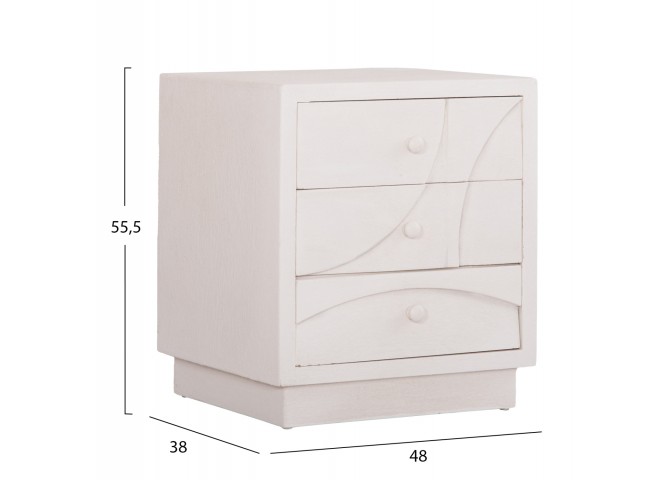 ΚΟΜΟΔΙΝΟ ΣΕΙΡΑ SANTORINI HM18047 MDF ΣΕ ΥΠΟΛΕΥΚΟ ΧΡΩΜΑ-3 ΣΥΡΤΑΡIA 48x38x55,5Υεκ.