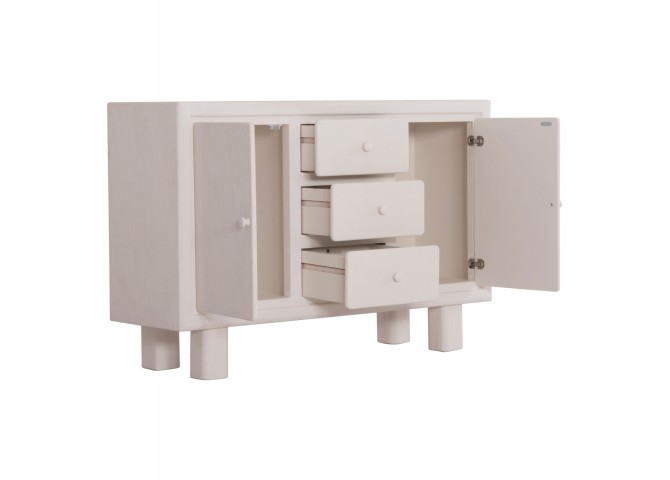 ΜΠΟΥΦΕΣ ΣΕΙΡΑ SANTORINI HM18048 MDF ΣΕ ΥΠΟΛΕΥΚΟ ΧΡΩΜΑ-3 ΣΥΡΤΑΡΙΑ & 2 ΠΟΡΤΕΣ 120x38x80Υεκ.
