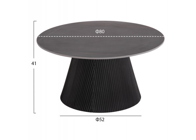 ΤΡΑΠΕΖΙ ΣΑΛΟΝΙΟΥ DUNCAN HM18022.01 ΚΕΡΑΜΙΚΟ TOP-MDF ΒΑΣΗ-ΜΑΥΡΟ Φ80x41Υεκ.
