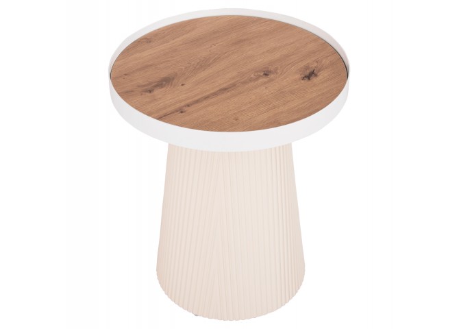 ΤΡΑΠΕΖΑΚΙ ΒΟΗΘΗΤΙΚΟ DENTON HM18023.02 MDF TOP ΦΥΣΙΚΟ ΞΥΛΟΥ-ΒΑΣΗ ΛΕΥΚΗ Φ45x51,5Υεκ.