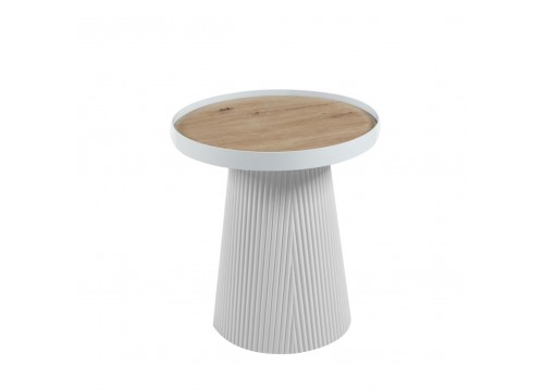 ΤΡΑΠΕΖΑΚΙ ΒΟΗΘΗΤΙΚΟ DENTON HM18023.02 MDF TOP ΦΥΣΙΚΟ ΞΥΛΟΥ-ΒΑΣΗ ΛΕΥΚΗ Φ45x51,5Υεκ.