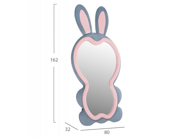 ΠΑΙΔΙΚΟΣ ΚΑΘΡΕΦΤΗΣ ΔΑΠΕΔΟΥ BUNNY HM4489.02 MDF ΡΟΖ & ΜΠΛΕ-ΜΑΥΡΟ STAND 80x162Υεκ.