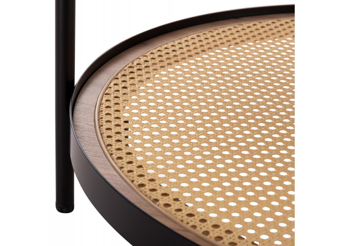 ΤΡΑΠΕΖΙ ΣΑΛΟΝΙΟΥ SEITZ HM18030 ΓΥΑΛΙ TOP-ΜΕΤΑΛΛΟ-RATTAN ΣΕ ΦΥΣΙΚΟ Φ80x45Υεκ.