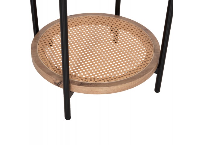 ΒΟΗΘΗΤΙΚΟ ΤΡΑΠΕΖΙ SEITZ HM18031 ΓΥΑΛΙ TOP-ΜΕΤΑΛΛΟ-RATTAN ΣΕ ΦΥΣΙΚΟ Φ50x55,5Υεκ.