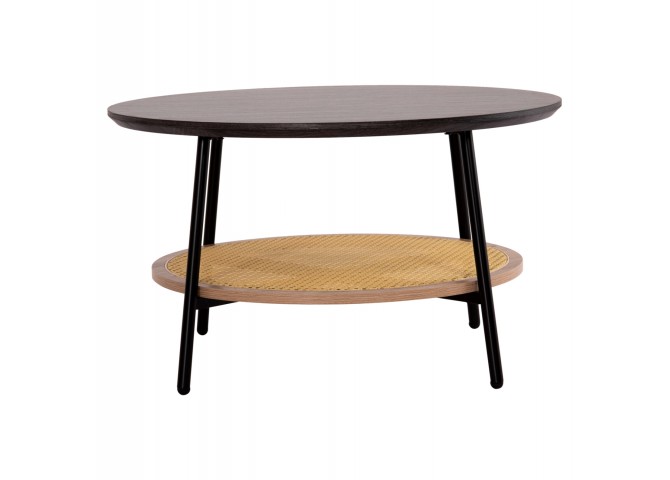 ΤΡΑΠΕΖΙ ΣΑΛΟΝΙΟΥ SEWELL HM18033 MDF ΣΕ ZEBRANO-ΜΕΤΑΛΛΙΚΑ ΠΟΔΙΑ-WICKER Φ80x46Υεκ.