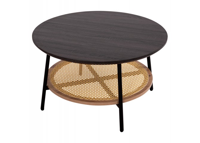 ΤΡΑΠΕΖΙ ΣΑΛΟΝΙΟΥ SEWELL HM18033 MDF ΣΕ ZEBRANO-ΜΕΤΑΛΛΙΚΑ ΠΟΔΙΑ-WICKER Φ80x46Υεκ.