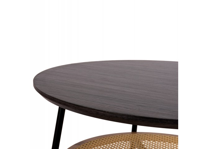 ΤΡΑΠΕΖΙ ΣΑΛΟΝΙΟΥ SEWELL HM18033 MDF ΣΕ ZEBRANO-ΜΕΤΑΛΛΙΚΑ ΠΟΔΙΑ-WICKER Φ80x46Υεκ.
