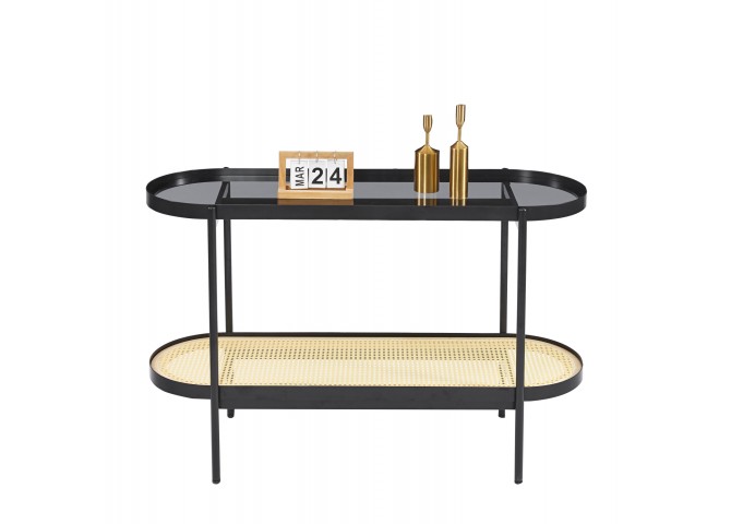 ΚΟΝΣΟΛΑ SEITZ HM18032 ΓΥΑΛΙ TOP-ΜΕΤΑΛΛΟ-RATTAN ΣΕ ΦΥΣΙΚΟ 120x38x76Υεκ.