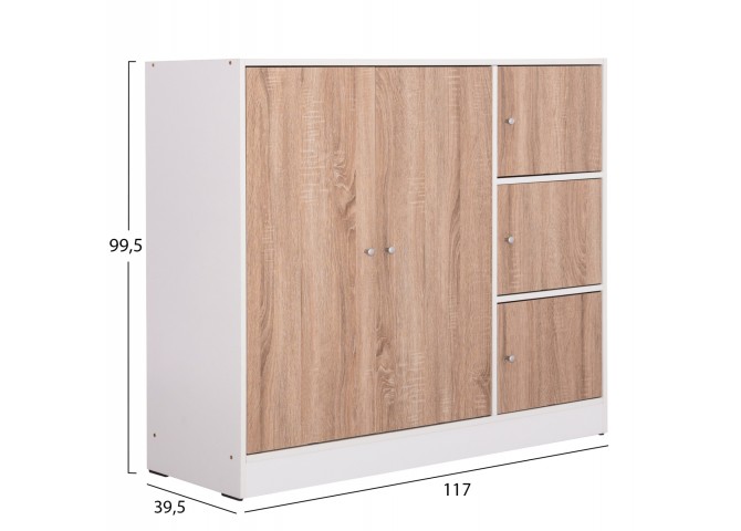 ΝΤΟΥΛΑΠΙ ΜΕ 4 ΑΠΟΘ.ΧΩΡΟΥΣ MATIN HM2480.01 SONAMA OAK-ΛΕΥΚΗ ΜΕΛΑΜΙΝΗ 117x39,5x99,5Υεκ
