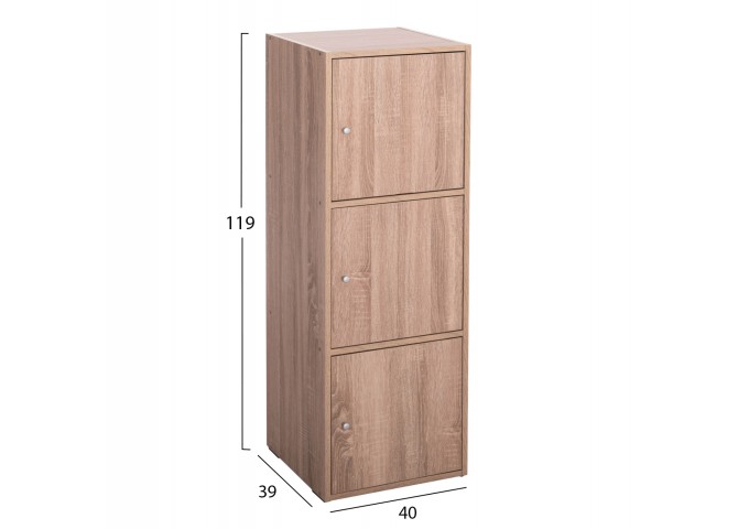 ΝΤΟΥΛΑΠΙ ΜΕ 3 ΑΠΟΘ. ΧΩΡΟΥΣ SORIANO HM9939.11 SONAMA OAK ΜΕΛΑΜΙΝΗ 40x39x119Υεκ.