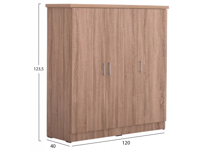 ΝΤΟΥΛΑΠΑ 3ΦΥΛΛΗ ΜΕ ΡΑΦΙΑ BAILEY HM2482.01 SONAMA OAK ΜΕΛΑΜΙΝΗ 120-116x40x123,5Υεκ.