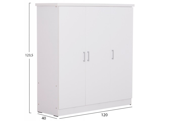 ΝΤΟΥΛΑΠΑ 3ΦΥΛΛΗ ΜΕ ΡΑΦΙΑ BAILEY HM2482.02 ΛΕΥΚΗ ΜΕΛΑΜΙΝΗ 120-116x40x123,5Υεκ.