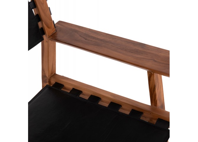 ΠΟΛΥΘΡΟΝΑ KONNA HM9928.01 TEAK ΞΥΛΟ ΣΕ ΦΥΣΙΚΟ-ΔΕΡΜΑ ΑΓΕΛΑΔΟΣ ΣΕ ΜΑΥΡΟ 80x64x73Υεκ.