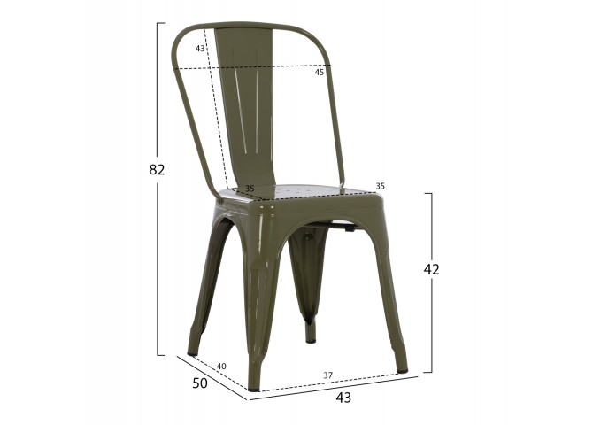 ΚΑΡΕΚΛΑ ΜΕΤΑΛΛΙΚΗ MELITA HM8641.43 ΣΕ DARK OLIVE GREEN 43x50x82Υεκ.