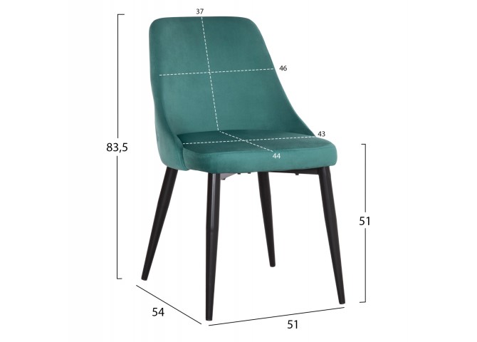 ΚΑΡΕΚΛΑ SERENITY HM8527.13 ΒΕΛΟΥΔΟ ΧΡΩΜΑ ΜΕΝΤΑ- ΜΑΥΡΑ ΜΕΤΑΛΛΙΚΑ ΠΟΔΙΑ 51x54x83,5Υεκ.
