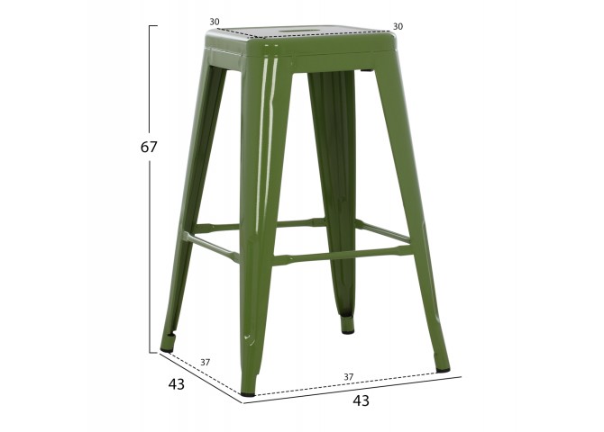 ΣΚΑΜΠΟ ΜΕΣΑΙΟΥ ΥΨΟΥΣ ΜΕΤΑΛΛΙΚΟ MELITA HM8573.53 ΣΕ LIGHT OLIVE GREEN 43x43x67Υεκ.