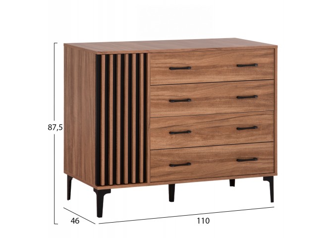 ΣΥΡΤΑΡΙΕΡΑ ΣΕΙΡΑ HARRY HM18009.01 ΜΕΛΑΜΙΝΗ ΦΥΣΙΚΟ ΞΥΛΟΥ-ΜΑΥΡΟ 110x46x87,5Υεκ.
