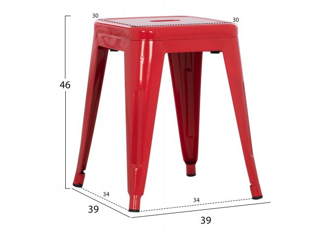 ΣΚΑΜΠΟ ΜΕΤΑΛΛΙΚΟ MELITA HM0096.44 ΣΕ ΚΟΚΚΙΝΟ ΧΡΩΜΑ 39x39x46Υεκ.