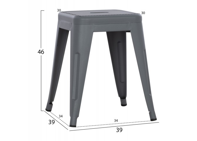 ΣΚΑΜΠΟ ΜΕΤΑΛΛΙΚΟ MELITA HM0096.50 ΣΕ ΓΚΡΙ ΜΑΤ ΧΡΩΜΑ 39x39x46Υεκ.