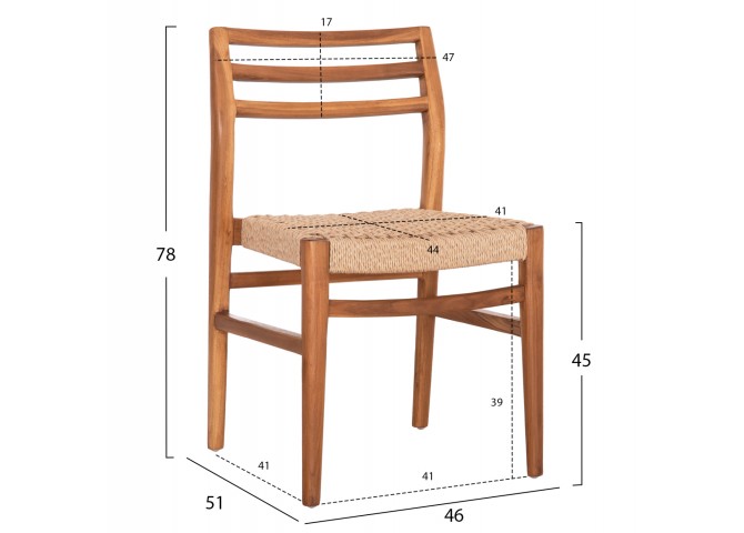 ΚΑΡΕΚΛΑ ΤΡΑΠΕΖΑΡΙΑΣ HERRIN HM18231 ΞΥΛΟ TEAK-ΣΧΟΙΝΙ VIRO 46x51x78Υεκ.