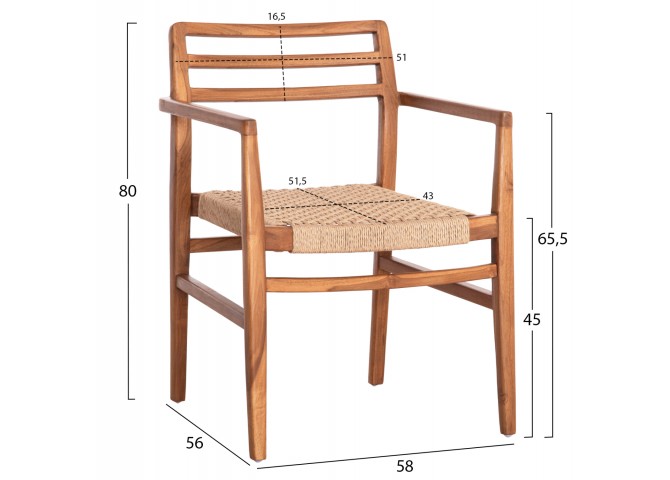 ΠΟΛΥΘΡΟΝΑ ΤΡΑΠΕΖΑΡΙΑΣ HERRIN HM18230 ΞΥΛΟ TEAK-ΣΧΟΙΝΙ VIRO 58x56x80Υεκ.