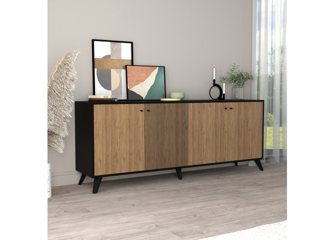 ΜΠΟΥΦΕΣ ΜΕΛΑΜΙΝΗΣ KRUDEN HM9446.11 ΜΑΥΡΟ-ΦΥΣΙΚΟ 180x40x78.6Υεκ.