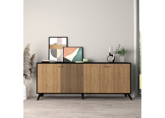ΜΠΟΥΦΕΣ ΜΕΛΑΜΙΝΗΣ KRUDEN HM9446.11 ΜΑΥΡΟ-ΦΥΣΙΚΟ 180x40x78.6Υεκ.