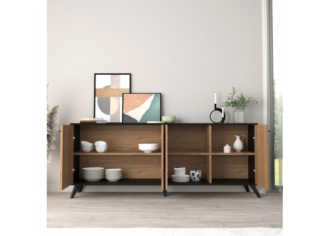 ΜΠΟΥΦΕΣ ΜΕΛΑΜΙΝΗΣ KRUDEN HM9446.11 ΜΑΥΡΟ-ΦΥΣΙΚΟ 180x40x78.6Υεκ.