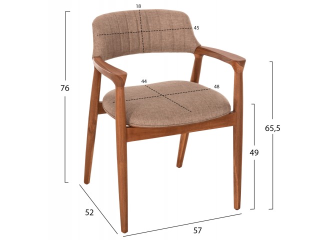 ΠΟΛΥΘΡΟΝΑ JAMES HM18259 TEAK WOOD ΜΕ ΣΑΜΠΑΝΙ ΥΦΑΣΜΑ 57x52x76Υεκ.