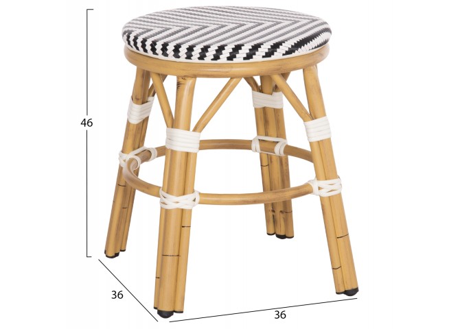 ΣΚΑΜΠΟ ΑΛΟΥΜΙΝΙΟΥ CHINO HM6285.03 BAMBOO LOOK-TEXTILENE ΛΕΥΚΟ-ΜΑΥΡΟ Φ36x46Υεκ.
