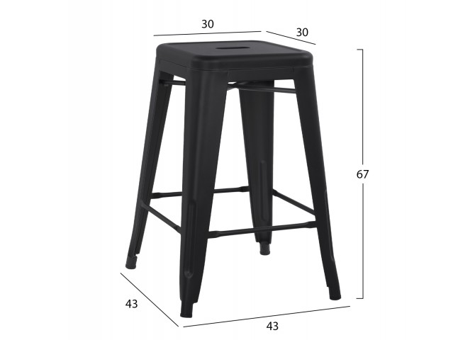 ΣΚΑΜΠΟ ΜΕΣΑΙΟΥ ΥΨΟΥΣ ΜΕΤΑΛΛΙΚΟ MELITA-PRO HM8573.42 ΜΑΥΡΟ ΜΑΤ 43x43x67Υεκ.