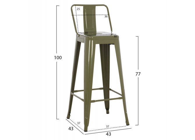 ΣΚΑΜΠΟ BAR ME ΠΛΑΤΗ ΜΕΤΑΛΛΙΚΟ MELITA-PRO HM8643.43 DARK OLIVE GREEN 42x42x100Υεκ.