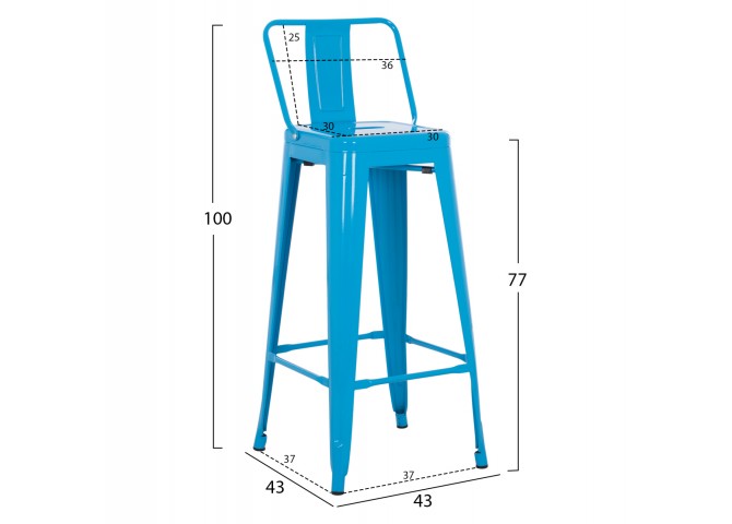 ΣΚΑΜΠΟ BAR-PRO ME ΠΛΑΤΗ ΜΕΤΑΛΛΙΚΟ MELITA HM8643.48 ΜΠΛΕ 42x42x100Υεκ.
