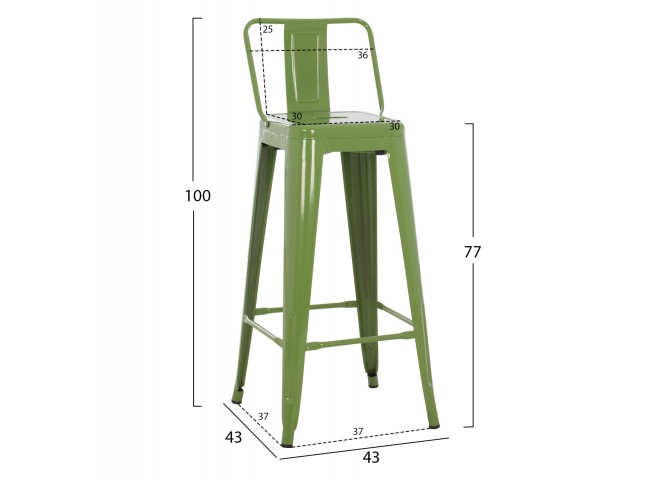 ΣΚΑΜΠΟ BAR ME ΠΛΑΤΗ ΜΕΤΑΛΛΙΚΟ MELITA-PRO HM8643.53 LIGHT OLIVE GREEN 42x42x100Υεκ.