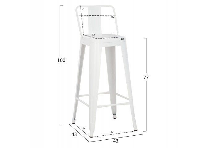 ΣΚΑΜΠΟ BAR ME ΠΛΑΤΗ ΜΕΤΑΛΛΙΚΟ MELITA-PRO HM8643.41 ΛΕΥΚΟ ΜΑΤ 42x42x100Υεκ.