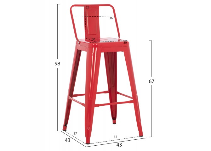 ΣΚΑΜΠΟ ΜΠΑΡ ΜΕΣΑΙΟΥ ΥΨΟΥΣ ΜΕΤΑΛΛΙΚΟ MELITA-PRO HM8574.44 ΚΟΚΚΙΝΟ 43x43x88Υεκ.