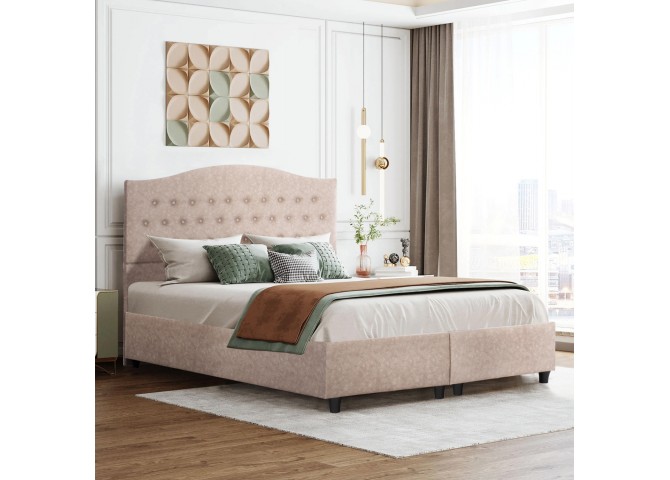 ΚΡΕΒΑΤΙ MALENA HM638.22 ΜΠΕΖ ΥΦΑΣΜΑ Τ. NUBUCK ΓΙΑ ΣΤΡΩΜΑ 150x200εκ.