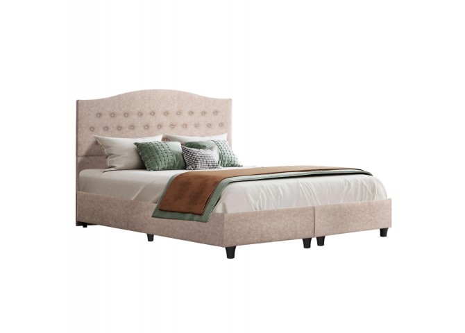ΚΡΕΒΑΤΙ MALENA HM638.22 ΜΠΕΖ ΥΦΑΣΜΑ Τ. NUBUCK ΓΙΑ ΣΤΡΩΜΑ 150x200εκ.