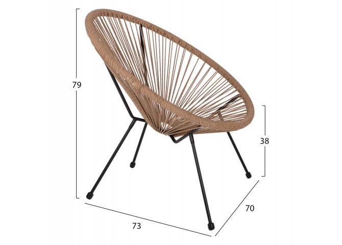 ΣΕΤ ΕΞΩΤΕΡΙΚΟΥ ΧΩΡΟΥ 3ΤΜΧ ACAPULCO HM21100 TWISTED WICKER-ΜΕΤΑΛΛΟ