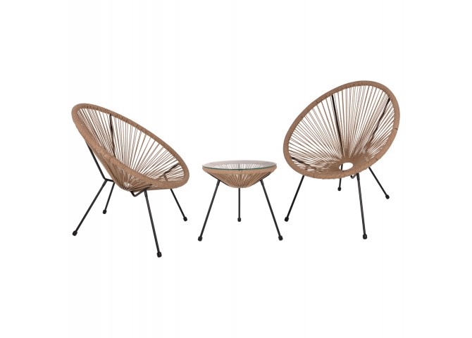 ΣΕΤ ΕΞΩΤΕΡΙΚΟΥ ΧΩΡΟΥ 3ΤΜΧ ACAPULCO HM21100 TWISTED WICKER-ΜΕΤΑΛΛΟ
