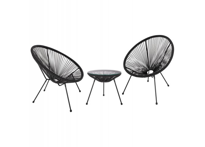 ΣΕΤ ΕΞΩΤΕΡΙΚΟΥ ΧΩΡΟΥ 3ΤΜΧ ACAPULCO HM21101 TWISTED WICKER-ΜΕΤΑΛΛΟ ΣΕ ΜΑΥΡΟ