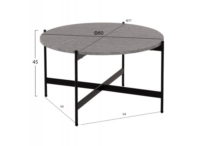 ΣΕΤ 2ΤΜΧ ΤΡΑΠΕΖΙΑ ΣΑΛΟΝΙΟΥ RONDA HM21089.01 MDF ΓΚΡΙ ΜΑΡΜΑΡΟ Φ80εκ & Φ50εκ