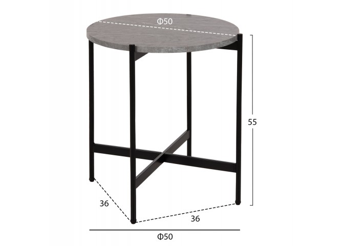 ΣΕΤ 2ΤΜΧ ΤΡΑΠΕΖΙΑ ΣΑΛΟΝΙΟΥ RONDA HM21089.01 MDF ΓΚΡΙ ΜΑΡΜΑΡΟ Φ80εκ & Φ50εκ