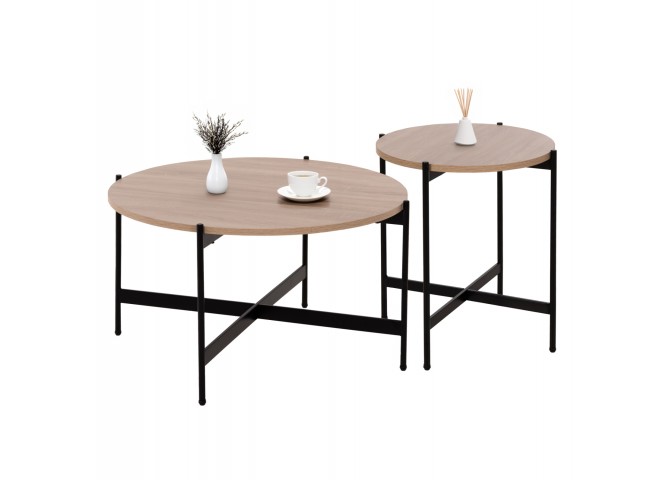 ΣΕΤ 2ΤΜΧ ΤΡΑΠΕΖΙΑ ΣΑΛΟΝΙΟΥ RONDA HM21089.02 MDF ΣΟΝΑΜΑ Φ80εκ & Φ50εκ